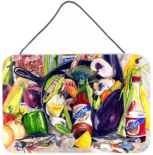Crystal Hot Sauce with Camellia Beans and Black Skillet Wall or Door Hanging Prints 8641DS812