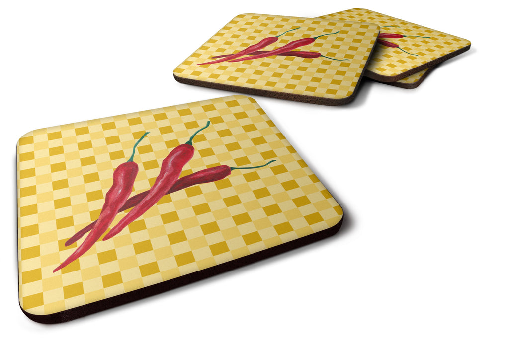 Chili Peppers on Basketweave Foam Coaster  BB7195FC