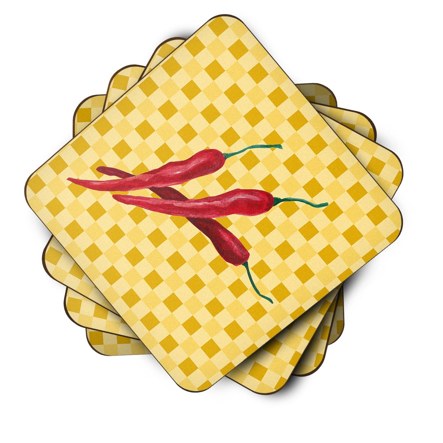 Chili Peppers on Basketweave Foam Coaster  BB7195FC