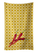 Chili Peppers on Basketweave Kitchen Towel – Artistic Dish Towel for Everyday Use BB7195KTWL