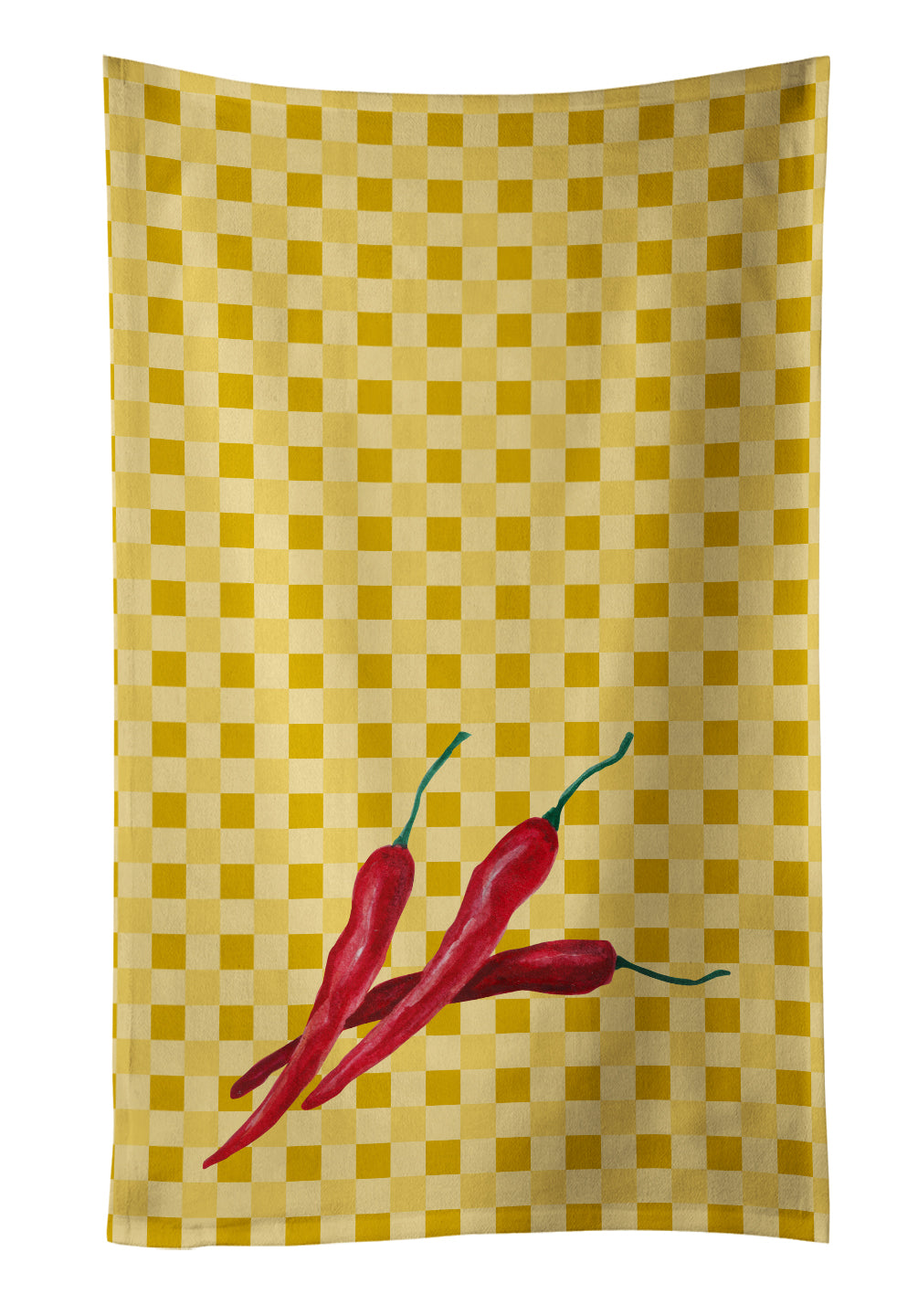 Chili Peppers on Basketweave Kitchen Towel – Artistic Dish Towel for Everyday Use BB7195KTWL