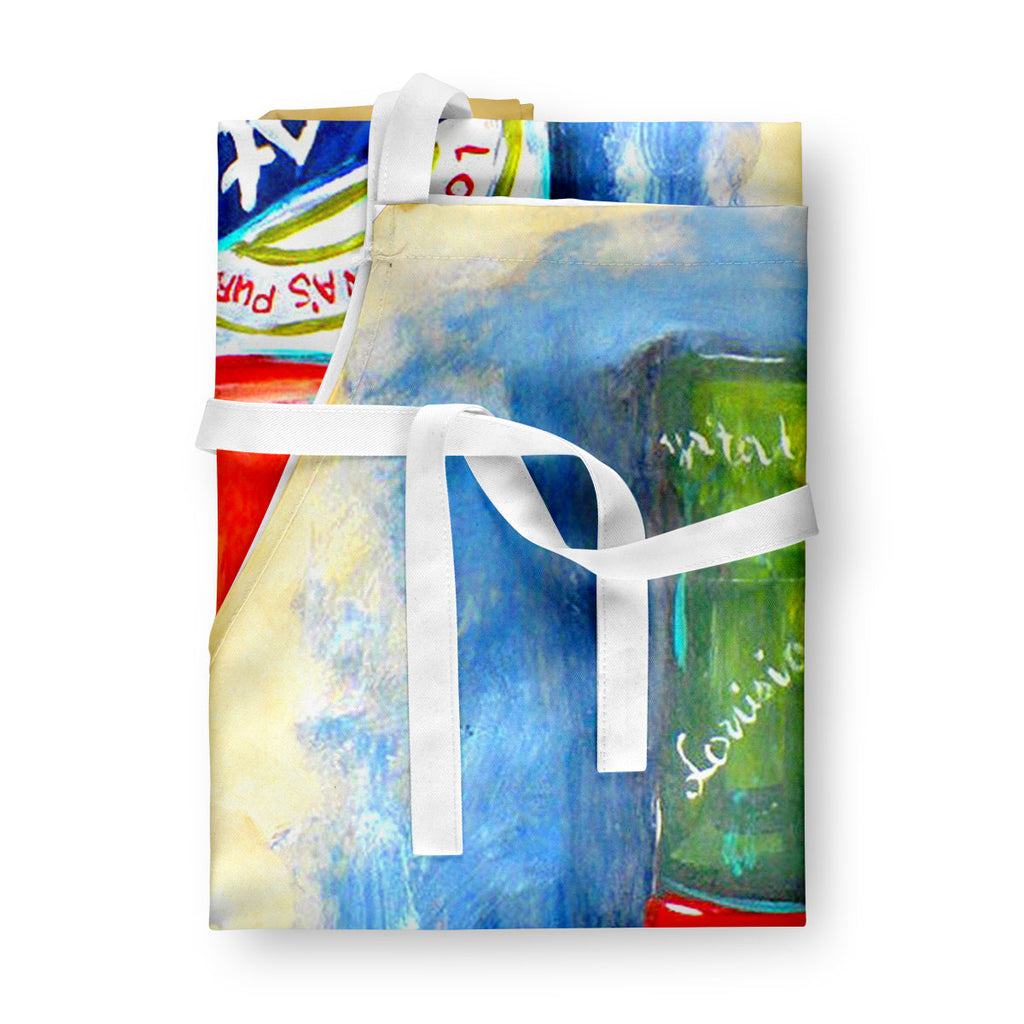 Hot Sauce Crystal Blue Apron – Artist-Designed Kitchen, BBQ & Craft Apron