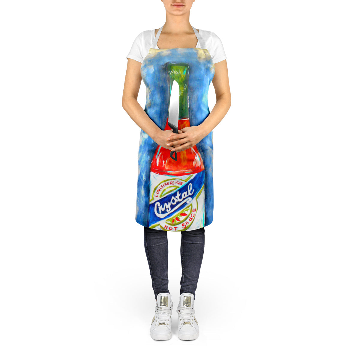 Hot Sauce Crystal Blue Apron – Artist-Designed Kitchen, BBQ & Craft Apron