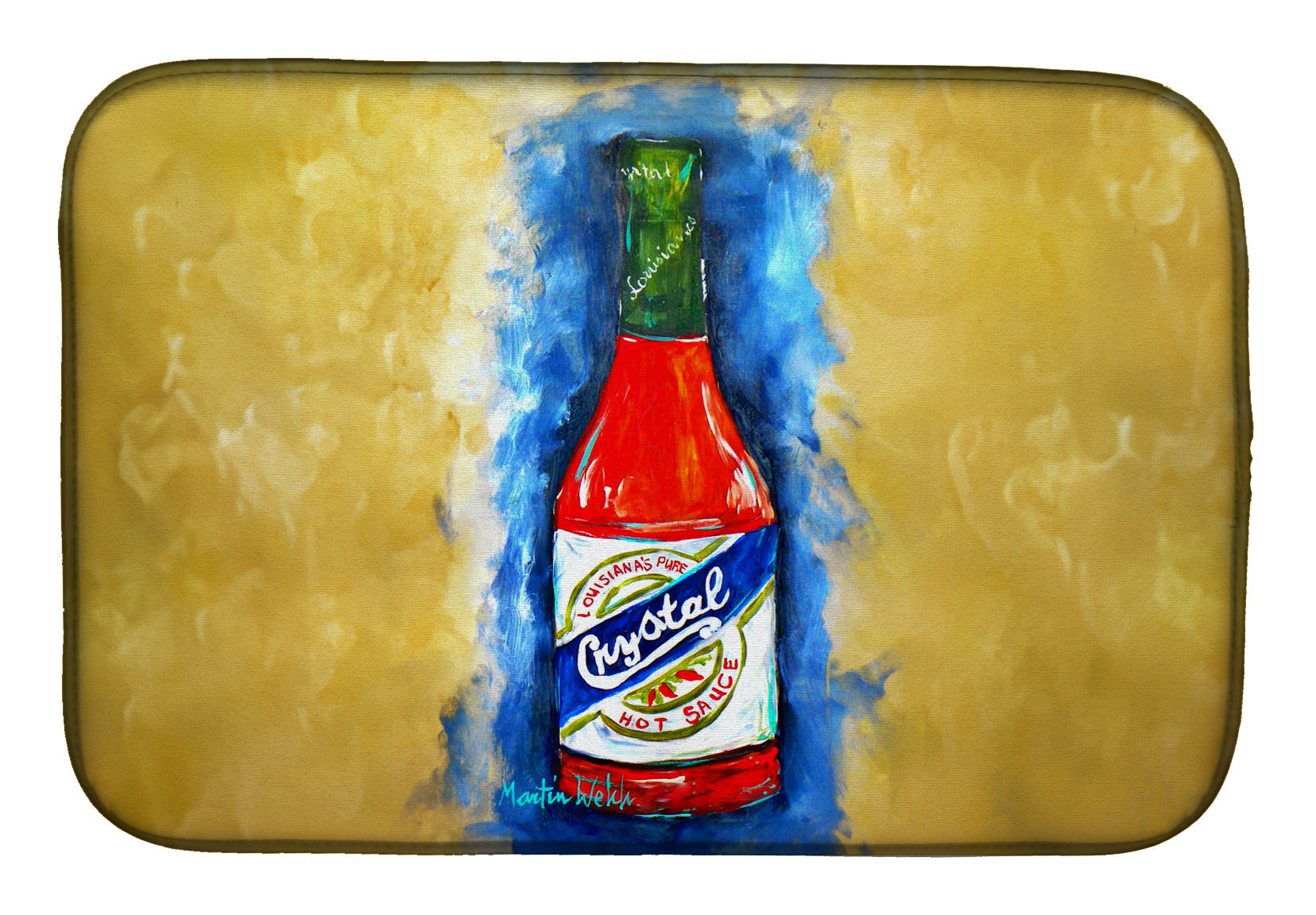 Hot Sauce Crystal Blue Dish Drying Mat – Absorbent, Artistic Kitchen Essentials