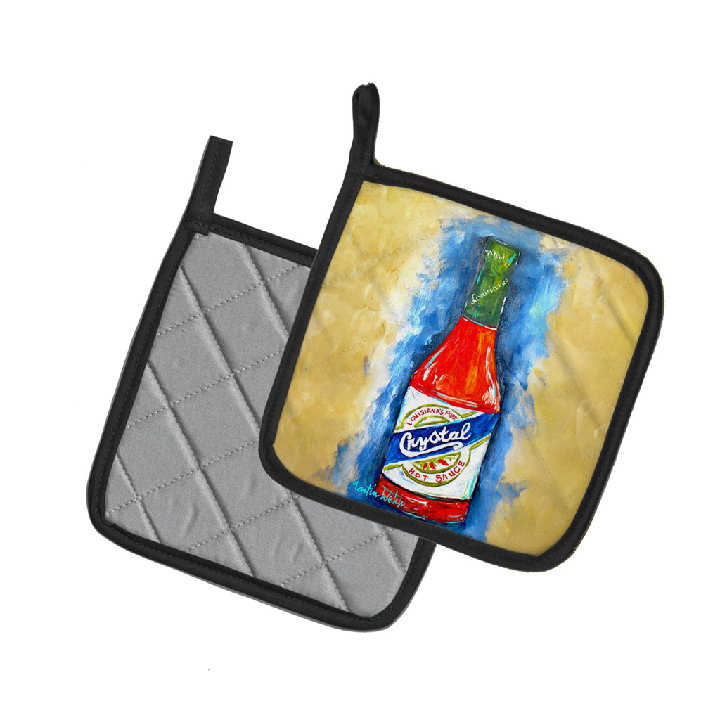 Hot Sauce Crystal Blue Pot Holders - Set of 2 Decorative Kitchen Helpers | Made in the USA