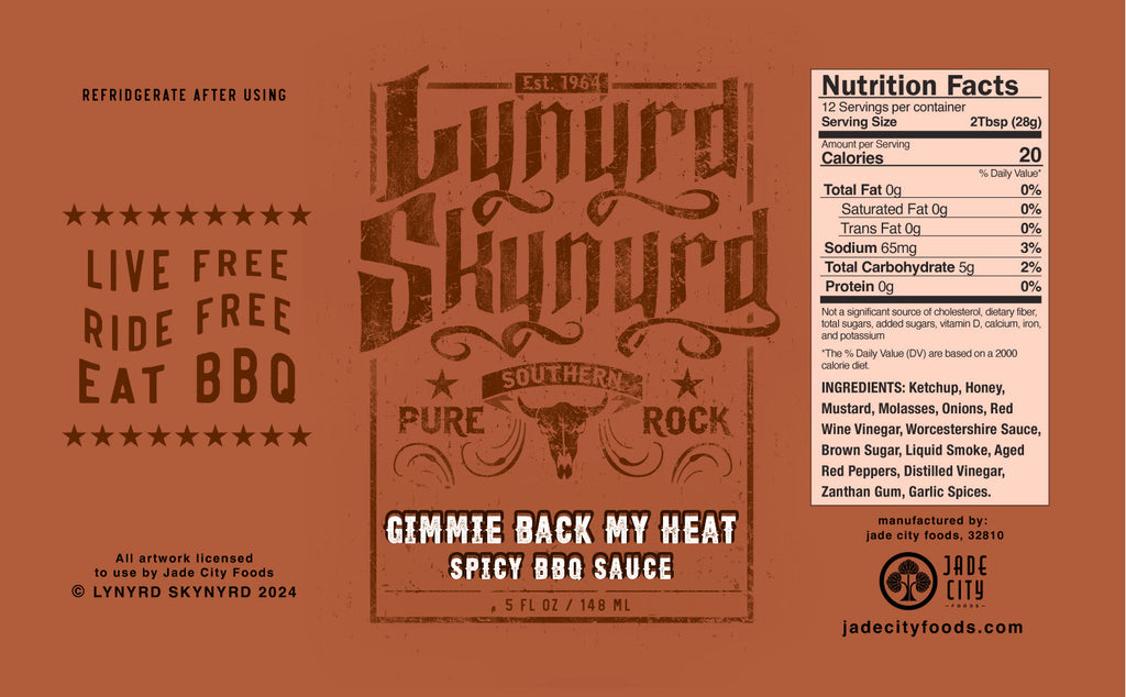 Lynyrd Skynyrd Gimme Back My Heat Spicy BBQ Sauce