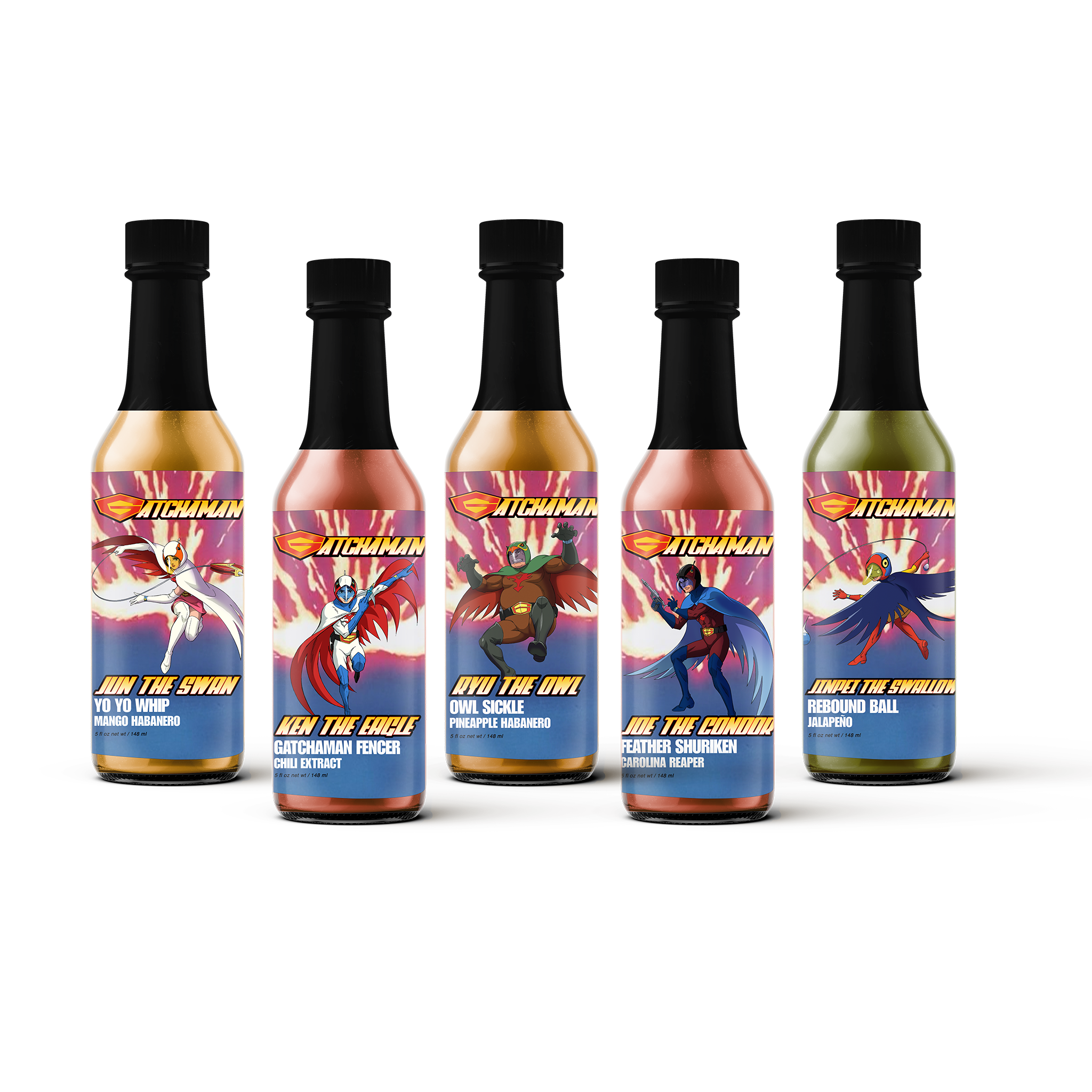 Gatchaman Hot Sauce 5-Pack